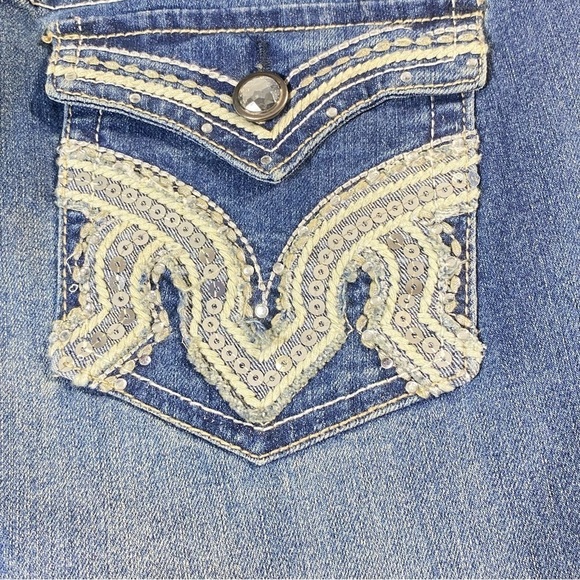 Twentyone Black Jeans Women 9/10R Blue Low Rise Slim Boot Sequins Casual Denim - Picture 10 of 16